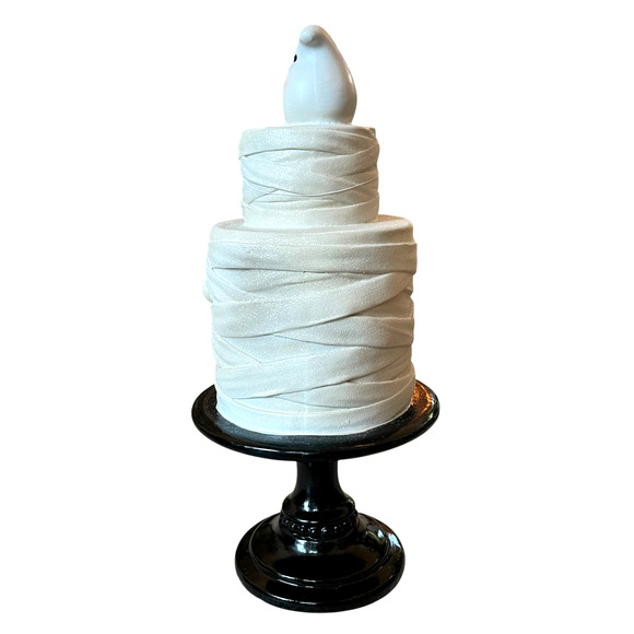 SWEET TREATS 2-Tier Mummy Halloween Faux Cake With Ghost & Pumpkin 19" NEW - Picture 15 of 16